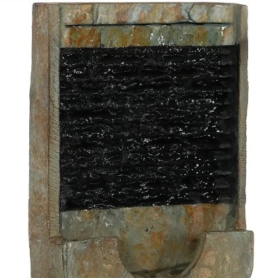 Sunnydaze Decor Sunnydaze Indoor Home Office Contemporary Soothing Half Moon Stone Slate Cascading Tabletop Water Fountain - 16" 2 Sunnydaze Decor Sunnydaze Indoor Home Office Contemporary Soothing Half Moon Stone Slate Cascading Tabletop Water Fountain - 16" - Image 2