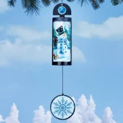 Collections Etc Snowman Cylinder Outdoor Holiday Wind Chime 3.75 X 3 X 25