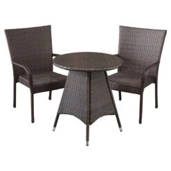 Nelson 3-piece Wicker Patio Bistro Set - Brown - Christopher Knight Home
