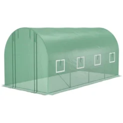 Outsunny Extra-Large Walk-in Tunnel Hoop Greenhouse, PE Cover, Steel, Roll-Up Zipper Door & Windows For Flowers, Vegetables, Tropical Plants, Green -Outdoor Garden Store GUEST 16151b24 d8b3 4db2 9775 2c68d157d3ad