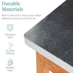 Best Choice Products Mobile Outdoor Table And Storage Cabinet W/ Hooks, 4 Wheels, Stainless Steel Top - Stained Brown -Outdoor Garden Store GUEST 163073ad 8a4a 4f50 a33d 0b1a8c50c5f2