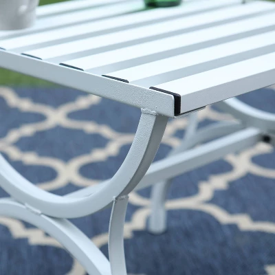 Outdoor Slat Top Coffee Table - White - Captiva Designs 3 Outdoor Slat Top Coffee Table - White - Captiva Designs - Image 3