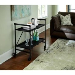 Indoor/Outdoor Folding Serving Cart With Wheels & Shelves - Black - Room & Joy -Outdoor Garden Store GUEST 1705fe59 c5b0 47c8 be8c a51406ef66e9