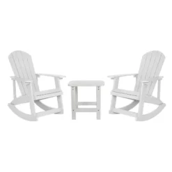 Flash Furniture Set Of 2 Savannah All-Weather Poly Resin Wood Adirondack Rocking Chairs With Side Table -Outdoor Garden Store GUEST 1717ecd0 678b 4b53 8bc1 4806cd9ab273