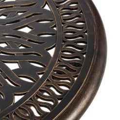 Outsunny Outdoor Furniture Cast Aluminum Dining Set For 4, Round Patio Table And Chairs W/ Umbrella Hole, Stackable Design, Adjustable Feet, Bronze -Outdoor Garden Store GUEST 171941a8 1a31 4790 9448 9b2cd2ccb2af