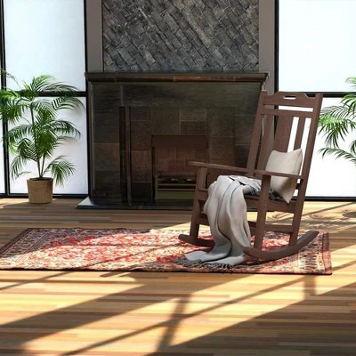 PolyTEAK Porch Rockers Collection Poly Lumber Wood Alternative All Weather Modern Outdoor Rocking Chair For Patios, Porches, And Pool Side, Brown 3 PolyTEAK Porch Rockers Collection Poly Lumber Wood Alternative All Weather Modern Outdoor Rocking Chair For Patios, Porches, And Pool Side, Brown - Image 3