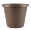 The HC Companies LIA12000E21 14 Inch Classic Durable Plastic Flower Pot Container Garden Planter With Molded Rim And Drainage Holes, Chocolate