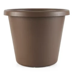 The HC Companies LIA12000E21 14 Inch Classic Durable Plastic Flower Pot Container Garden Planter With Molded Rim And Drainage Holes, Chocolate