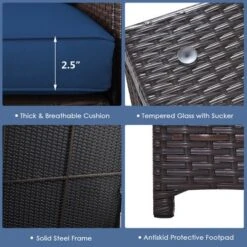 Costway 4PCS Patio Rattan Furniture Set Cushioned Loveseat Storage Table Navy -Outdoor Garden Store GUEST 17623894 d375 40b0 b059 673931adbab6