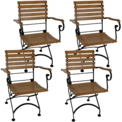 Sunnydaze Decor Sunnydaze Indoor/Outdoor Patio Or Dining Deluxe Chestnut Wooden Folding Bistro Arm Chair - Brown -Outdoor Garden Store GUEST 17a8c823 58bf 4258 8d22 5acff9413f4c