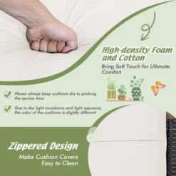 Costway Set Of 2 Patio Rattan Ottoman Footrest Cushions Wooden Handle Off WhiteBrownRedNavy -Outdoor Garden Store GUEST 1906ba5a 78d3 4883 8234 7806532bdef7