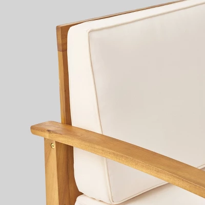 Driscoll 7pc Acacia Wood Chat Set With Fire Pit - Teak/Cream/Brown - Christopher Knight Home 2 Driscoll 7pc Acacia Wood Chat Set With Fire Pit - Teak/Cream/Brown - Christopher Knight Home - Image 2