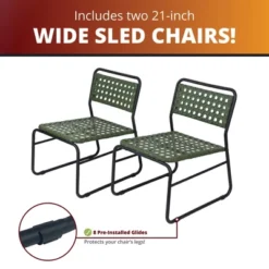 Kinger Home 3-Piece Outdoor Patio Bistro Table And Chairs Set Of 2, Rattan Wicker Cast Aluminum Patio Furniture, Green -Outdoor Garden Store GUEST 195fc154 45e9 4f23 9832 30299cc84e49