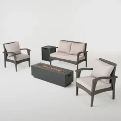Kahala 5pc Wicker Chat Set With Fire Table - Christopher Knight Home 15 Kahala 5pc Wicker Chat Set With Fire Table - Christopher Knight Home -Outdoor Garden Store GUEST 19605912 f054 477b bce0 575f172ad950