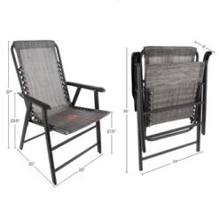 Pure Garden Folding Lounge Chairs – Portable Camping Or Lawn Chairs, Gray, Set Of 2