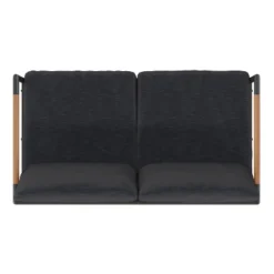 Flash Furniture Indoor/Outdoor Patio Loveseat With Cushions - Modern Aluminum Framed Loveseat With Teak Accent Arms -Outdoor Garden Store GUEST 19e0110c b7e2 48c7 936a f9203d990044 1