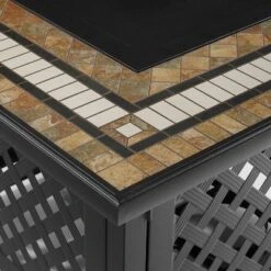 Beaufort 3 Pc Outdoor Wicker Conversation Set Loveseat And Chair With Fire Table - Mist/Brown - Crosley -Outdoor Garden Store GUEST 1a5072aa d0e5 48a1 afdd 00100d69ca84 1