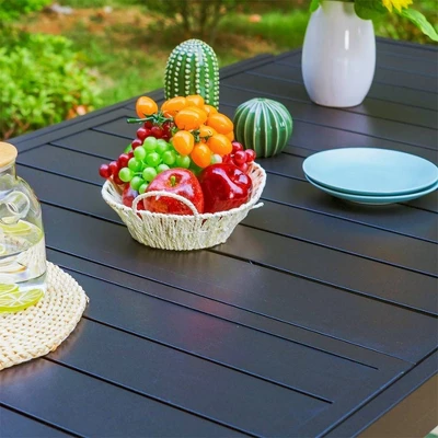 Captiva Designs 7pc Steel Outdoor Patio Dining Set With 360 Swivel Chairs & Rectangle Extendable Table 3 Captiva Designs 7pc Steel Outdoor Patio Dining Set With 360 Swivel Chairs & Rectangle Extendable Table - Image 3