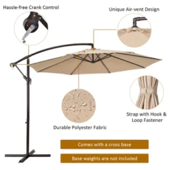 Costway 10FT Patio Offset Hanging Umbrella Easy Tilt Adjustment 8 Ribs Backyard BurgundyBeigeTanBlue 18 Costway 10FT Patio Offset Hanging Umbrella Easy Tilt Adjustment 8 Ribs Backyard BurgundyBeigeTanBlue -Outdoor Garden Store GUEST 1a8006a1 40e1 4646 8fe3 bf82ecd9418e