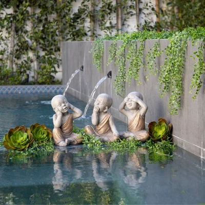 12" Polyresin No Speak Baby Monk Figurine Gray/Gold - Sagebrook Home 8 12" Polyresin No Speak Baby Monk Figurine Gray/Gold - Sagebrook Home - Image 8