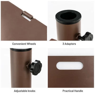 Costway 10ft Solar Lights Patio Umbrella Outdoor W/ 50 LBS Movable Umbrella Stand Red 5 Costway 10ft Solar Lights Patio Umbrella Outdoor W/ 50 LBS Movable Umbrella Stand Red - Image 5