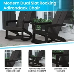 Emma And Oliver Set Of 2 Harmon Modern All-Weather Poly Resin Adirondack Rocking Chairs With Side Table For Outdoor Use -Outdoor Garden Store GUEST 1b964c12 d75c 4ebe 85af f3b32f8c6ee1