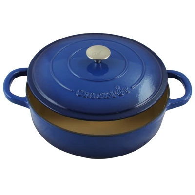 Crock-Pot Crock Pot Artisan Enameled 5 Quart Cast Iron Round Braiser Pan With Self Basting Lid In Sapphire Blue 2 Crock-Pot Crock Pot Artisan Enameled 5 Quart Cast Iron Round Braiser Pan With Self Basting Lid In Sapphire Blue - Image 2
