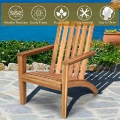 Costway Patio Acacia Wood Adirondack Chair Lounge Armchair Durable Outdoor Garden Yard -Outdoor Garden Store GUEST 1bc604e7 bc9e 4ac5 bce6 9e803b929d86