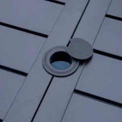 8pc Outdoor Dining Set With Metal Slat Top Table With Umbrella Hole & Swivel Chairs - Gray/Beige - Captiva Designs -Outdoor Garden Store GUEST 1cf75668 10a4 4ea7 bc21 dba709f437d0