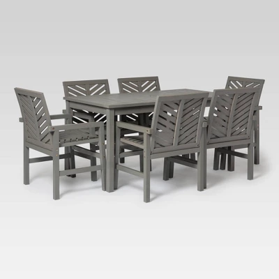 7pc Slatted Chevron Acacia Patio Dining Set - Saracina Home 13 7pc Slatted Chevron Acacia Patio Dining Set - Saracina Home - Image 13