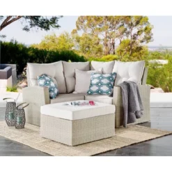 All-Weather Wicker Canaan Outdoor Ottoman Brown - Alaterre Furniture -Outdoor Garden Store GUEST 1d8757b6 22a9 4ab4 a628 2260d7676cac