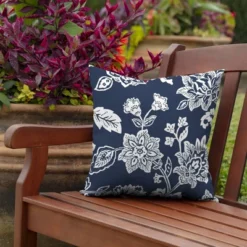 Arden Selections 16" X 16" Outdoor Decorative Throw Pillow Sapphire Ashland Jacobean