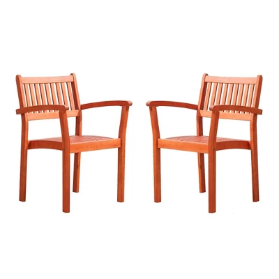 Azen 2pk Dylan Coastal Stackable Eucalyptus Hardwood Patio Arm Chairs Red Brown 1 Azen 2pk Dylan Coastal Stackable Eucalyptus Hardwood Patio Arm Chairs Red Brown