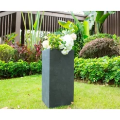 Rosemead Home & Garden, Inc. 24" X 11" Rectangular Kante Lightweight Modern Tall Outdoor Planter Charcoal -Outdoor Garden Store GUEST 1ecbf63f 0ec3 46e4 abd2 fae26b87704c
