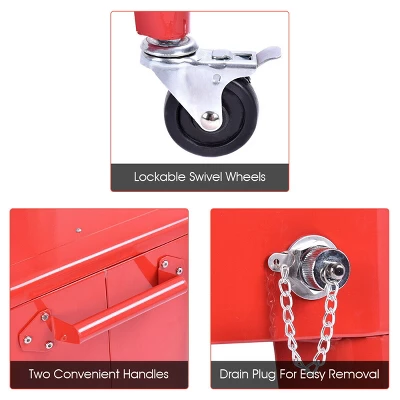 Costway Red Outdoor Patio 80 Quart Cooler Cart Ice Beer Beverage Chest Party Portable 2 Costway Red Outdoor Patio 80 Quart Cooler Cart Ice Beer Beverage Chest Party Portable - Image 2