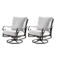 5pc Outdoor Set With 44" Round Aluminum Fire Table Set With 4 Swivel Rocking Chairs & Wind Blocker Lid - Oakland Living -Outdoor Garden Store GUEST 1f056733 9752 4960 99e7 03246f7e31e4 1