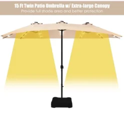 Costway 15Ft Patio Double-Sided Solar LED Market Umbrella Crank Base BeigeTanOrangeBurgundy 15 Costway 15Ft Patio Double-Sided Solar LED Market Umbrella Crank Base BeigeTanOrangeBurgundy -Outdoor Garden Store GUEST 1f47503b 5f97 4ab7 b832 3d9c4a172b2e