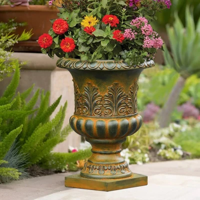 LuxenHome Weathered Brown Decorative MgO Urn Planter 2 LuxenHome Weathered Brown Decorative MgO Urn Planter - Image 2