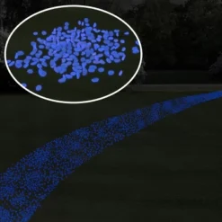 Nature Spring Glow-in-the-Dark Solar Pathway Pebble Lights, 200 Pcs. - Blue