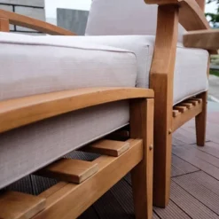 Cambridge Casual Caterina Teak Outdoor Patio Ottoman With Cushion -Outdoor Garden Store GUEST 1f9192b2 eba1 41ee 9513 a31cd475a5fa