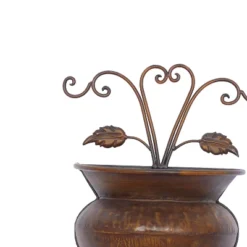 18" Wide Planter Traditional Metal Pot Brown - CosmoLiving By Cosmopolitan -Outdoor Garden Store GUEST 1fc1dbee 9535 4ed2 86f0 e28b3aa36a51