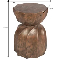 LuxenHome Weathered Copper Cement Indoor Outdoor Hourglass Side Table -Outdoor Garden Store GUEST 1fe45ac9 8f12 46c7 900d 894b1983cf13