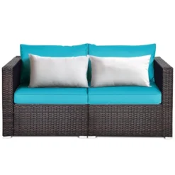 Costway 4PCS Patio Rattan Corner Sofa With Blue Cushion 17 Costway 4PCS Patio Rattan Corner Sofa With Blue Cushion -Outdoor Garden Store GUEST 20b27ef9 05f5 4a41 af98 540bf0c255ca