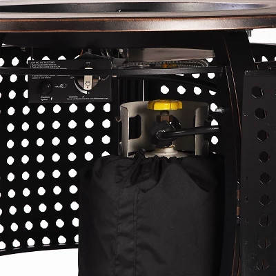 5pc Outdoor Fire Table Set With Weave 44" Round Fire Table, 4 Deep Seating Swivel Rocking Chairs & Table Fabric Covers - Oakland Living 9 5pc Outdoor Fire Table Set With Weave 44" Round Fire Table, 4 Deep Seating Swivel Rocking Chairs & Table Fabric Covers - Oakland Living - Image 9