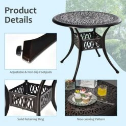 Costway 3 PCS Patio Dining Bistro Set Cast Aluminum Round Patio Table W/Chairs -Outdoor Garden Store GUEST 21b65edc 16f3 4a8b b48d 1a9be7bfebf8