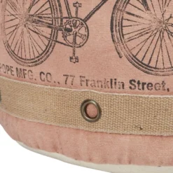 Cotton Pouf Featuring A Screenprinted Bicycle Illustration With Script - Olivia & May -Outdoor Garden Store GUEST 21f404a4 d24d 4756 888b 4c97dd2e6f4f