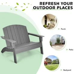 Costway Patio Adirondack Chair Loveseat Bench HDPE Weather Resistant Deck Grey 9 Costway Patio Adirondack Chair Loveseat Bench HDPE Weather Resistant Deck Grey -Outdoor Garden Store GUEST 222a1fcd 728d 4333 86b5 0f98050ba12a