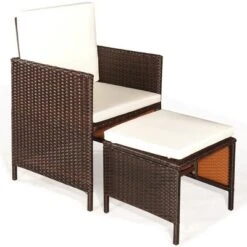 Costway 9PCS Acacia Wood Patio Rattan Dining Set Cushioned Chairs Ottoman -Outdoor Garden Store GUEST 225b2e8c 5e0c 4277 9292 004c32f71752