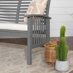 Ravenscroft Modern Boho Acacia Wood Slatted Outdoor Loveseat With Cushion - Saracina Home 22 Ravenscroft Modern Boho Acacia Wood Slatted Outdoor Loveseat With Cushion - Saracina Home -Outdoor Garden Store GUEST 2264c25c 6929 44e0 82fd ff36fdeadd35