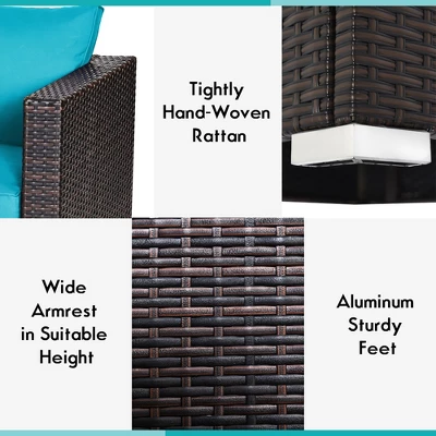 Costway 4PCS Patio Rattan Corner Sofa With Blue Cushion 7 Costway 4PCS Patio Rattan Corner Sofa With Blue Cushion - Image 7